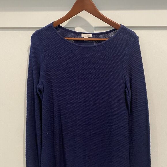 J. Jill Waffle Knit Tunic Sweater XS Blue Thermal Staple Top Coastal Light Layer - Picture 3 of 11